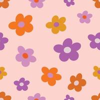 naadloos patroon met wijnoogst groovy bloemen. modieus retro ontwerp. hippie pret behang. hand- getrokken vector illustratie