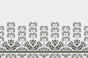 monochroom grijs etnisch bloemen borduurwerk patroon. abstract etnisch bloemen borduurwerk meetkundig monochroom naadloos patroon. gebruik voor textiel grens, tafelkleed, tafel loper, behang, kussen. vector