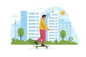 mensen rijden skateboard Aan de modern stad straat vector illustratie