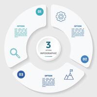 cirkel tabel infographic sjabloon met 3 opties voor presentaties vector