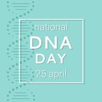 nationaal dna dag is april 25. poster, banier met een afbeelding van een dna dubbele schroef en tekst. vlak vector illustratie