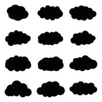 wolk pictogrammenset, wolk vector set, wolk clipart set zwarte pictogram set