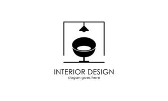 interieur kamer, meubelgalerij logo ontwerp vector