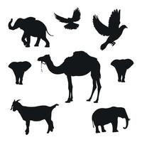 reeks van silhouet dieren in het wild dieren. vector