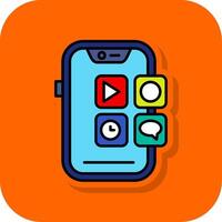 mobiel toepassing gevulde oranje achtergrond icoon vector