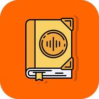 audio boek gevulde oranje achtergrond icoon vector
