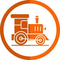 speelgoed- trein glyph oranje cirkel icoon vector