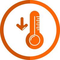 laag temperatuur glyph oranje cirkel icoon vector