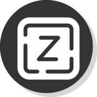 brief z glyph grijs cirkel icoon vector