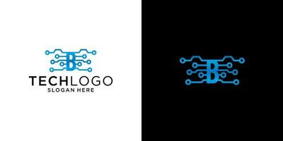 b logo technologie ontwerpsjabloon vector