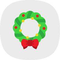 Kerstmis krans vlak kromme icoon vector