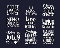 kerst typografie t-shirt ontwerpset vector