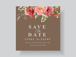 mooie en romantische bloemen bruiloft uitnodiging kaartsjabloon vector