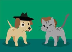 cowboy puppy en katje vector