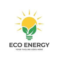 eco licht lamp natuur logo vector vlak ontwerp. energie besparing lamp symbool.