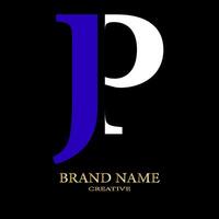 jp brief branding logo ontwerp met een blad.. vector