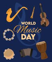 wereld muziek- dag vector illustratie. wereld muziek- dag ontwerp