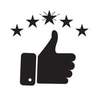 duim omhoog 5 ster beoordeling icoon, klant feedback. het beste beoordeling of tevredenheid. hoog onderhoud vector
