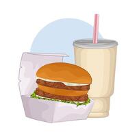 illustratie van hamburger en Frisdrank vector