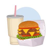 illustratie van hamburger en Frisdrank vector