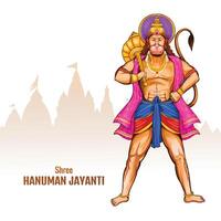 illustratie van heer Hanuman voor Hanuman Jayanti festival kaart achtergrond vector