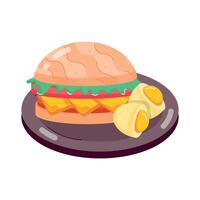 downloaden vlak sticker van een pasteitje hamburger vector