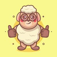 grappig schapen dier karakter mascotte met duim omhoog hand- gebaar geïsoleerd tekenfilm vector