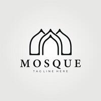 moskee lijn kunst logo icoon vector wijnoogst illustratie ontwerp, luxe ontwerp monogram