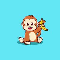 vrij vector schattig aap Holding banaan
