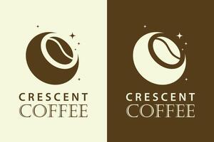 koffie logo silhouet concept van halve maan maan en koffie bonen vector