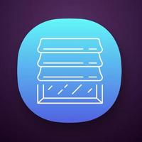 vouwgordijn app icoon. keuken inrichting. huis- en kantoorinrichting. interieur winkel. raambekleding, gemotoriseerde jaloezie. ui ux-gebruikersinterface. web- of mobiele applicatie. vector geïsoleerde illustratie
