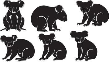 reeks van een koala silhouet vector illustratie