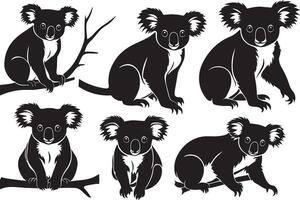 reeks van een koala silhouet vector illustratie