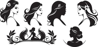 silhouetten van hoofden van meisjes met mooi kapsel. concept vector