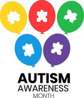 wereld autisme bewustzijn maand dag kleurrijk ballon puzzel illustratie poster achtergrond ontwerp vector
