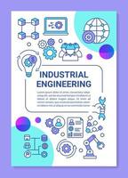 industriële engineering brochure sjabloon lay-out. fabricage systeem. flyer, folder printontwerp met lineaire illustraties. vectorpaginalay-outs voor tijdschriften, jaarverslagen, reclameposters vector