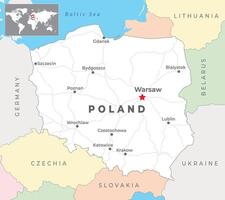 Polen politiek kaart met hoofdstad Warschau, meest belangrijk steden en nationaal borders vector