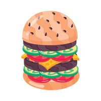 downloaden vlak sticker van een pasteitje hamburger vector