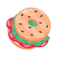 downloaden vlak sticker van een pasteitje hamburger vector