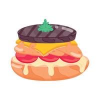 downloaden vlak sticker van een pasteitje hamburger vector