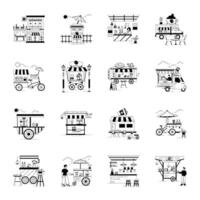 bundel van koffie cafe lineair illustraties vector