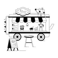 straat cafe lineair illustraties vector