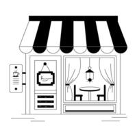 straat cafe lineair illustraties vector