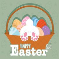 gelukkig Pasen kaart schattig konijn vector illustratie