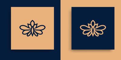 twee bedrijf kaarten met een bloem ontwerp vector