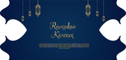 Ramadan kareem groet kaart met goud lantaarns vector