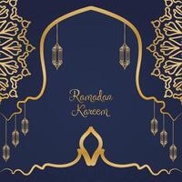 Ramadan kareem groet kaart met gouden Arabisch patroon vector