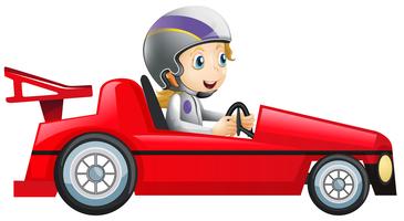 Vrouw het rijden in rode raceauto vector