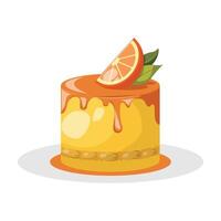 oranje pudding vector met decoratie oranje fruit