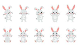verzameling van schattig Pasen konijntjes. vector illustratie.